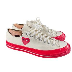 Converse X COMME des GARCONS PLAY CDG Chuck Taylor Low Egret Red Mens Sz US 10